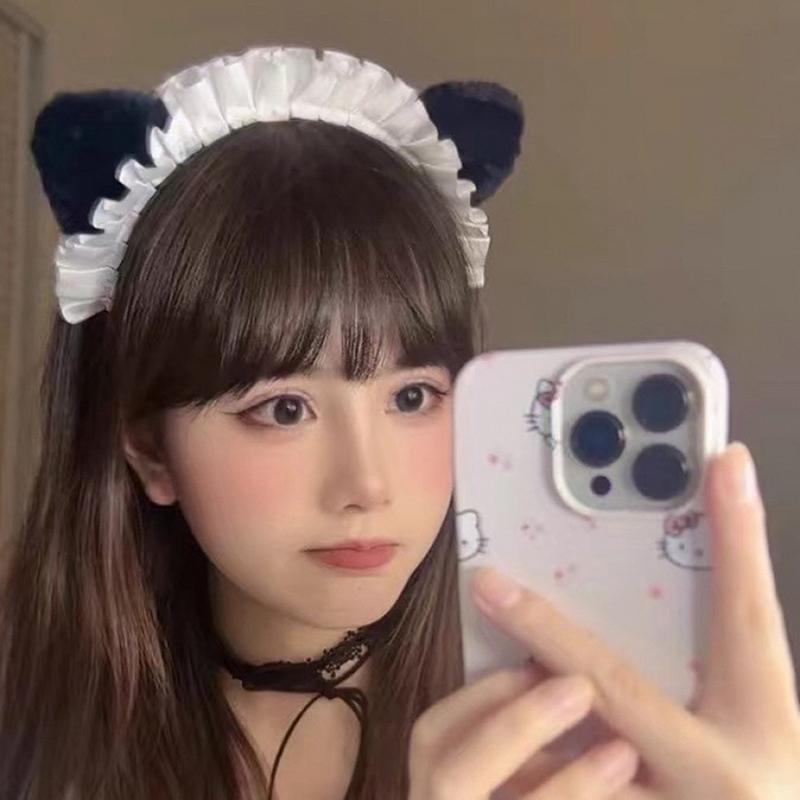 

Лолита плиссированные кружева обруч для волос женский элегантный ажурный узор повязка на голову для макияжа для девочек косплей горничная аксессуары для волос