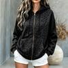 Damen Lässiger Lockerer Kurzer Kapuzen-Reißverschluss-Strickjacke