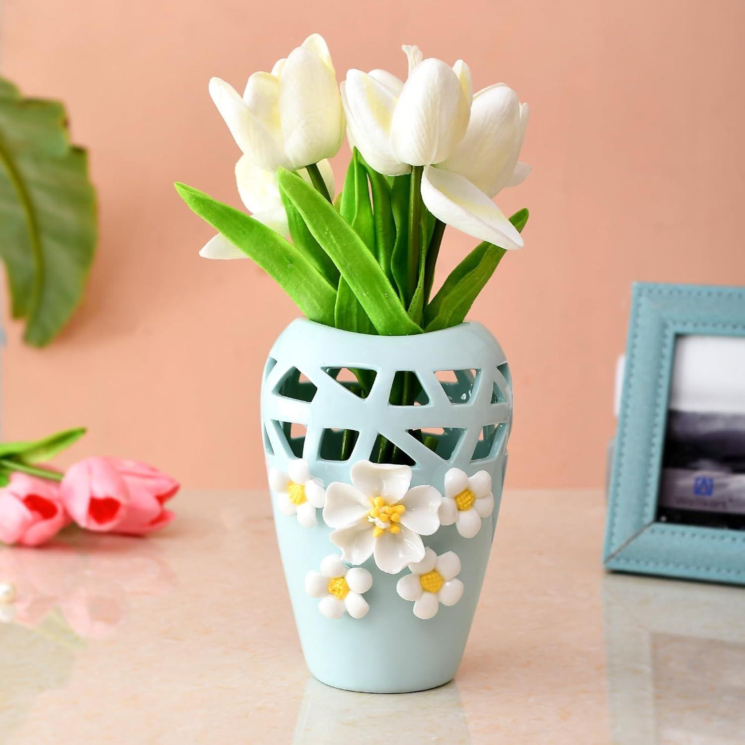 

Artistic & Decorative Ceramic Vase | for Home Decor (Sky Blue)