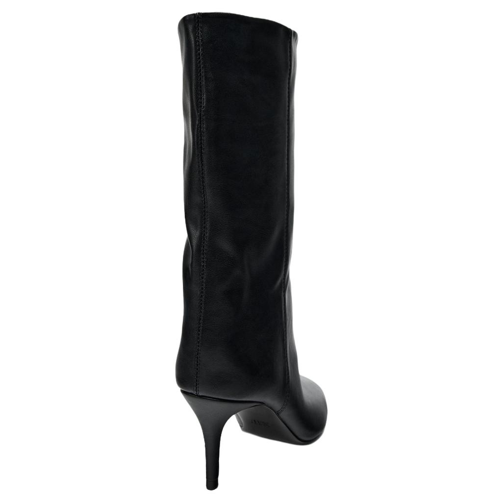 Zara Pu Comfortable Elegant Versatile High Heel Wrinkle Effect Ankle Boots Women Ankle Boots Black 12103510-38