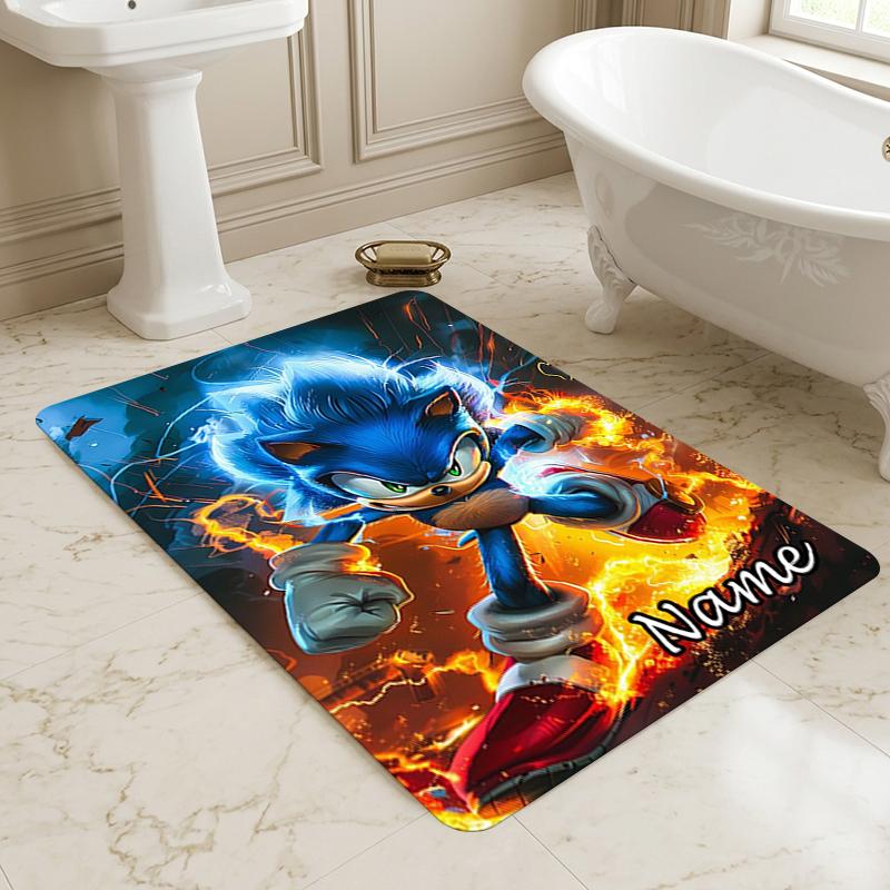 Personalized Name Shadow Sonic Living Room Non-Slip Area Rug Soft Carpet for Bedroom Playroom Sofa Office Home Decor Doormat