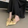 Spitze Hausschuhe dünne Absätze leere Hausschuhe Frühling 2025 neu Schleife Mode Pendler Damenschuhe Hausschuhe