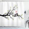 Rideau de douche Hibou Lunaire Forêt Enchantée Oiseau Fleur Papillon Fantaisie Fée Arbre Lanternes Ciel Nocturne Décoration Salle de Bain Ensembles