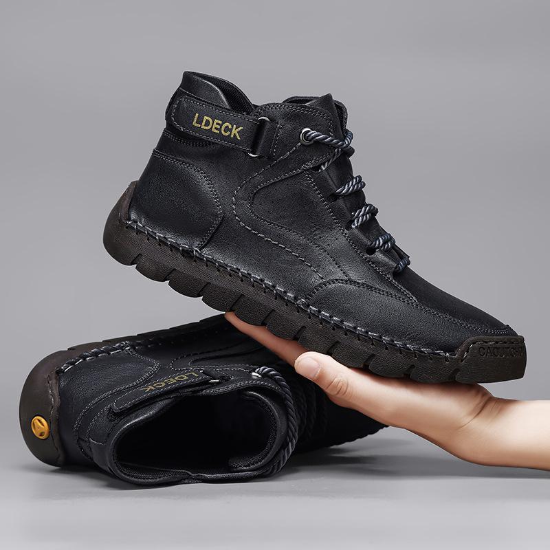 

Spring /Autumn Boots Men s High-top Casual Sneakers Handmade Leather Shoes Plus Size 39-48 39