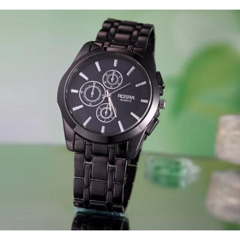Men's Business Watch for Sale Men Sports Watches Fashion Rosra Brand Quartz Watch Black Stainless Steel Men's Watches Promotion