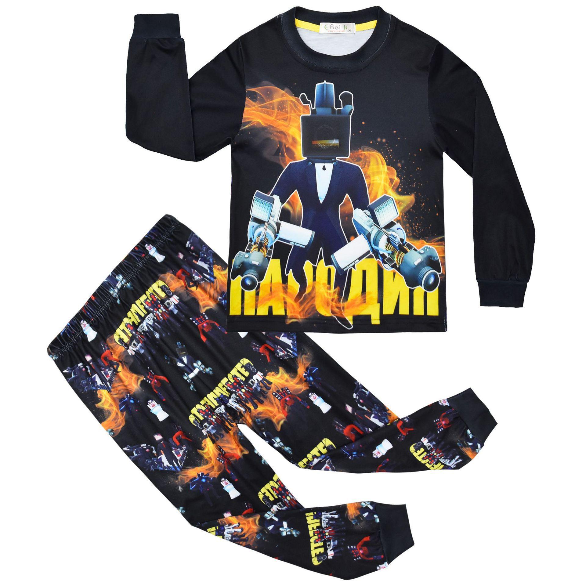 

Halloween Animation Cartoon Digital Printing, Middle-Aged And Older Children S Loungewear Set, Long-Sleeved Two-Piece Set 7800 120