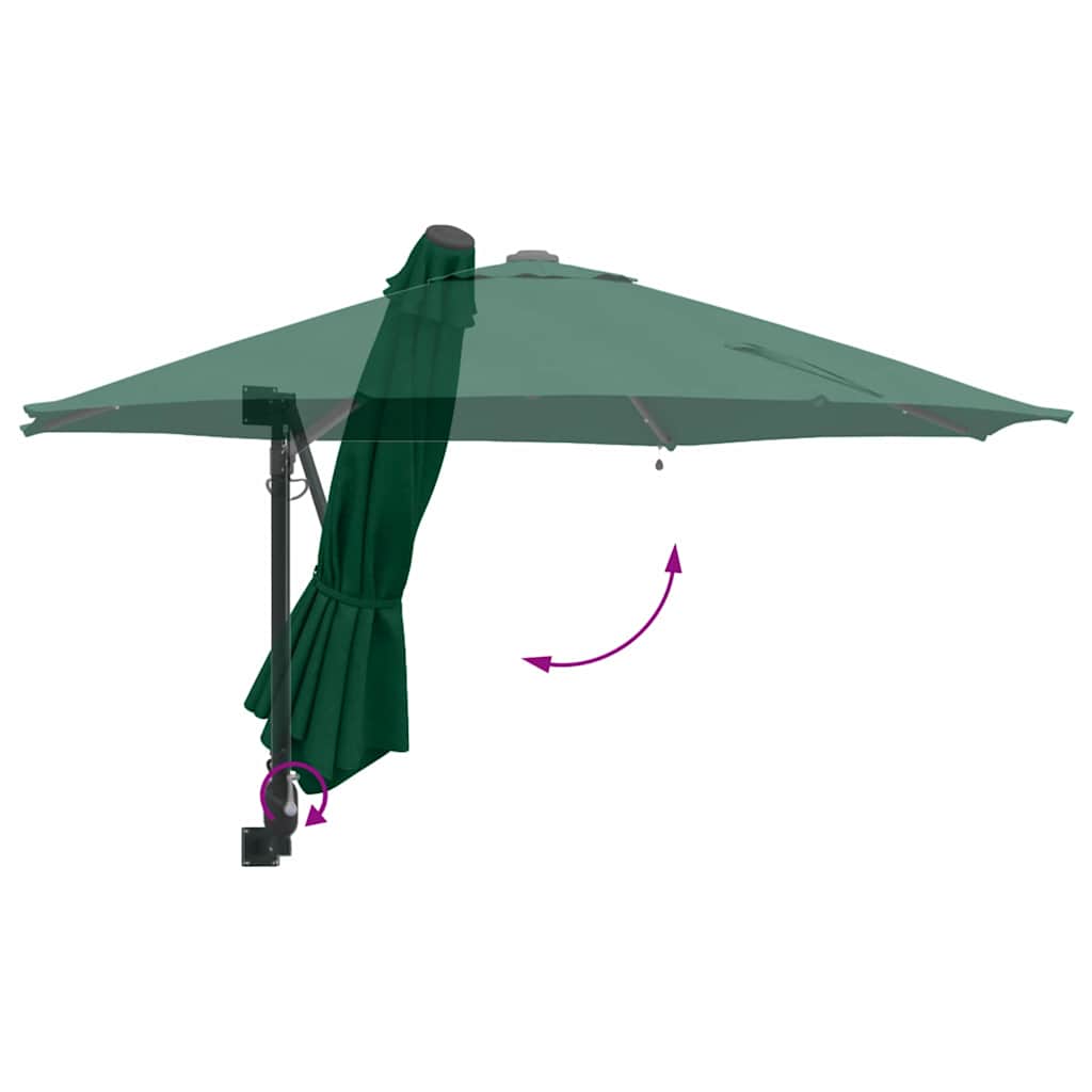 Garden Sun Umbrella Green 248 X 248 X 148 Cm Polyester and Steel