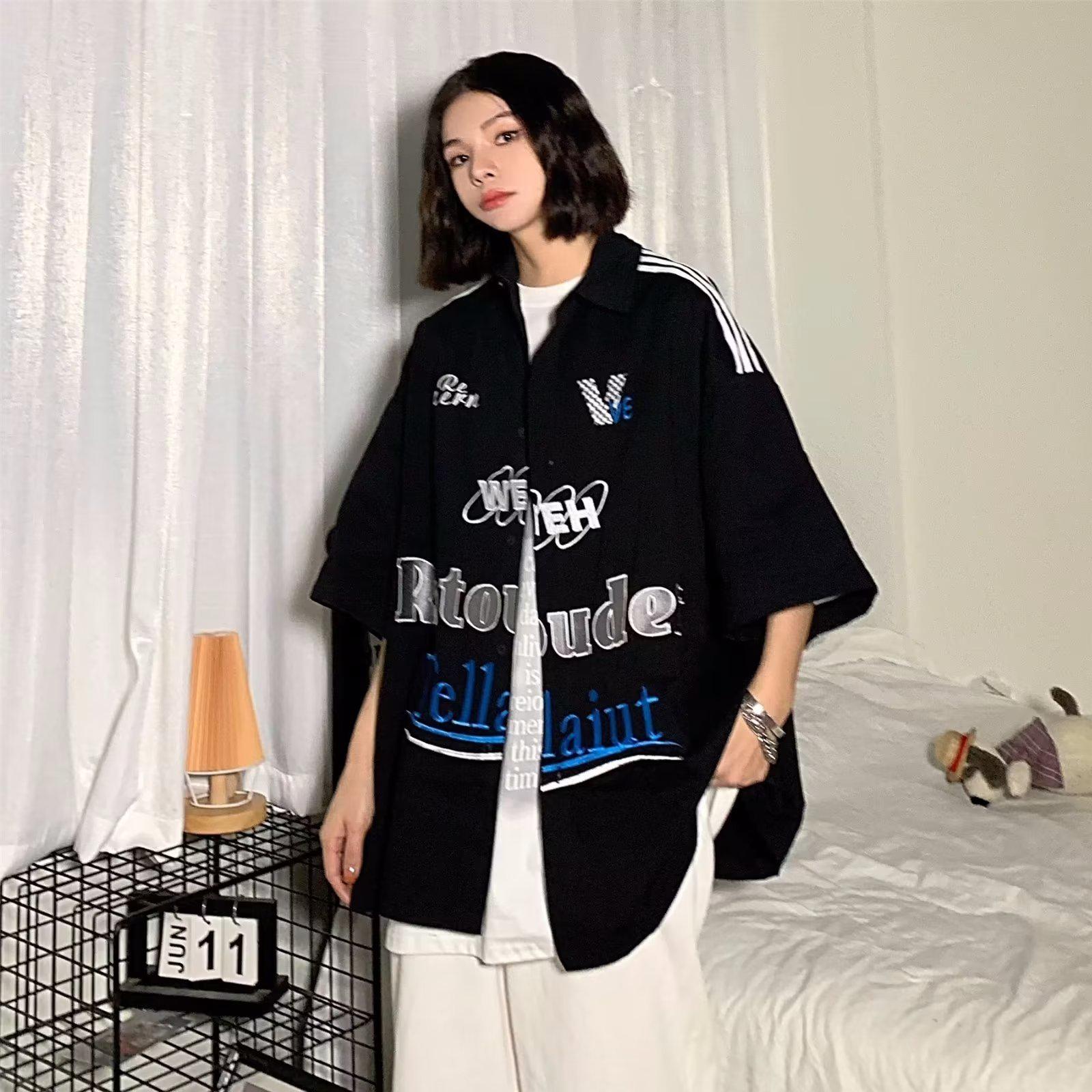 

Женская бунтарская футболка в стиле хип-хоп свободного кроя с короткими рукавами - Модный дизайн в мотоциклетном стиле L чёрный