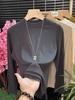 Versatile Stand-Up Collar Long Sleeve Women's T-Shirt - Elegant Autumn/Winter 2025 Base Layer