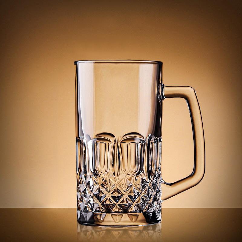 600ml/1000ml Luxury Beer Glass Creative Beer Glass with Handle Relief Water Cup Party Transparent Large Capacity Beverage Cup