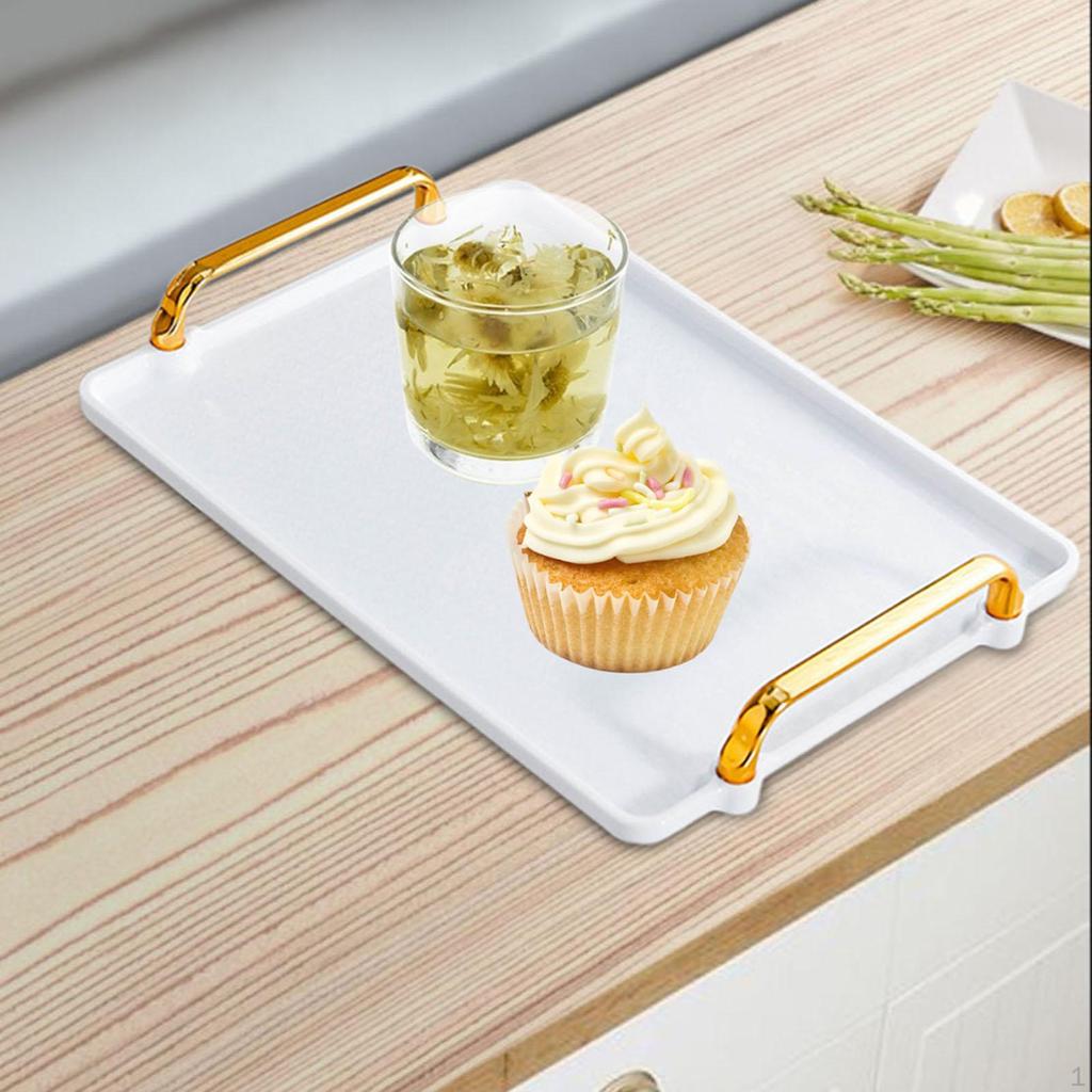 Serving Tray with Handle Bathroom Vanity Organizer Jewelry Storage for Table Centerpiece