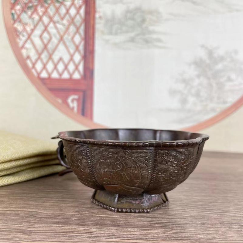 Vintage Alloy Carved Cup Antique Copperware Copper Seal Ornament