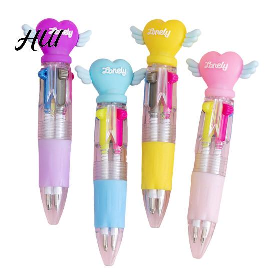 Unique Design Ballpoint Pen 4Pcs Christmas Pens with Fun Toppers 4 Colors Click Novelty Stationery Supplies Retractable Writing for School Students