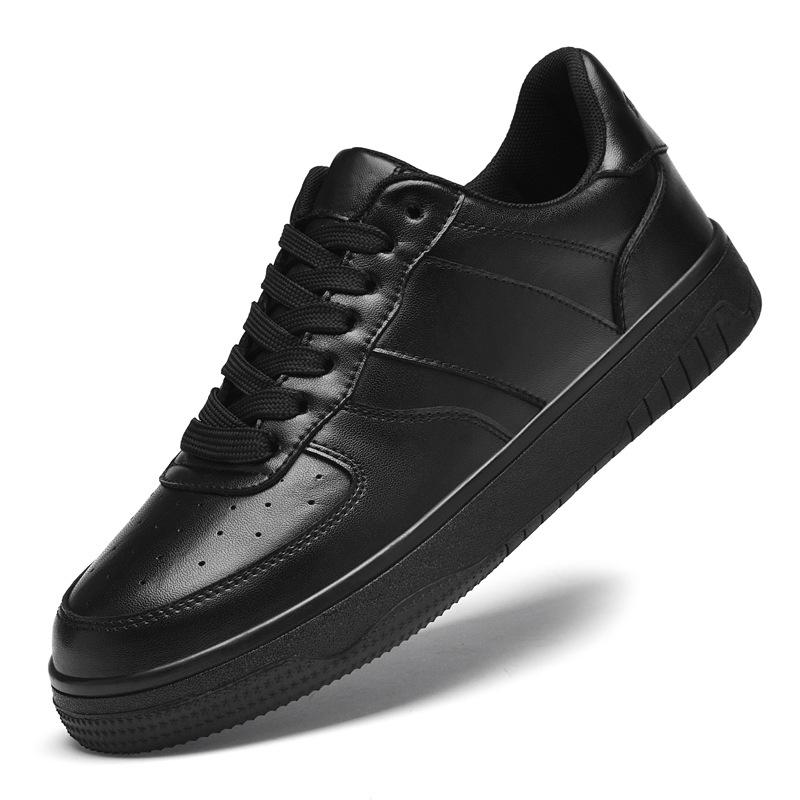 Men's small leather shoes trendy versatile shoes casual round head versatile board shoes business style light luxury black shoes