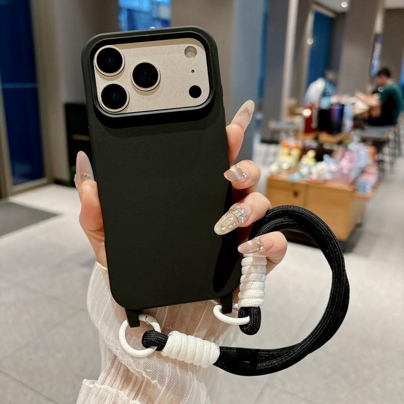 Lanyard Case For iPhone 17 Pro Max Air 11 12 13 14 15 16 Plus Candy Shockproof Wrist Strap Soft Silicone Anti-Loss Cover Funda
