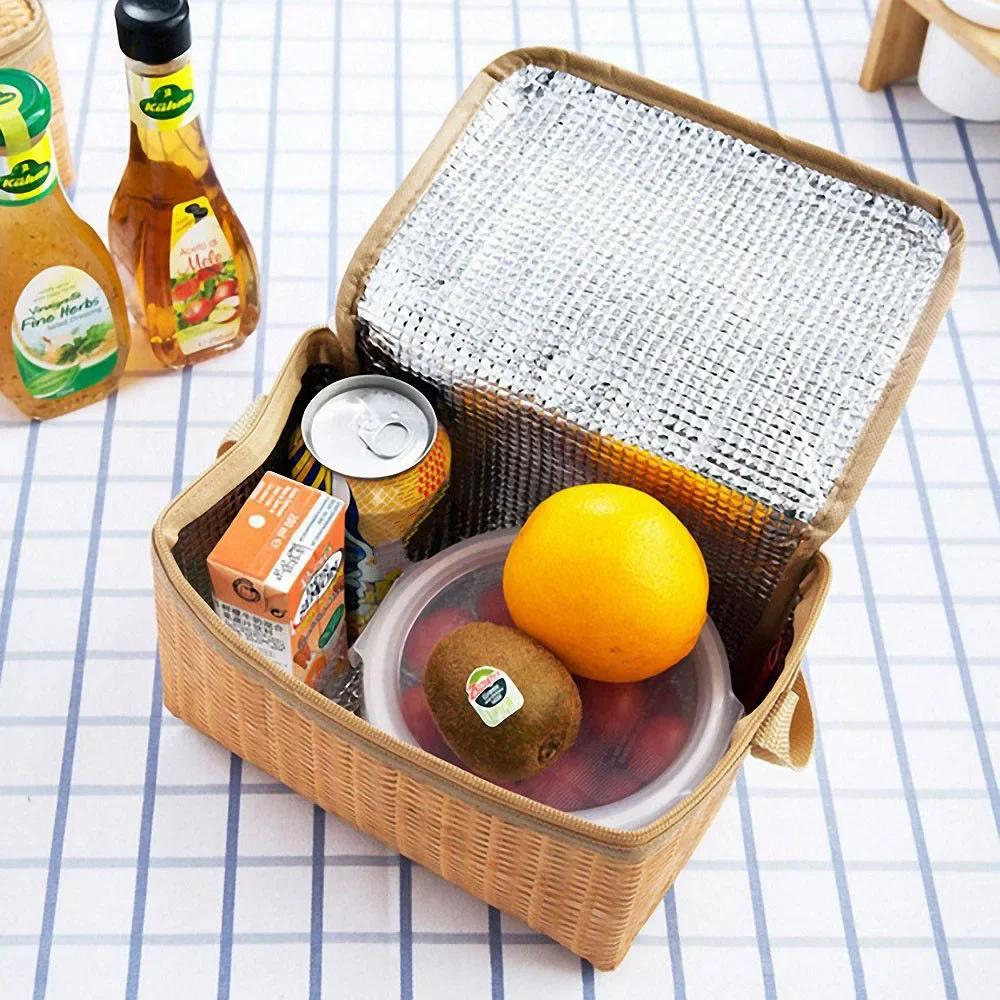 Tragbare Outdoor-Picknicktasche Wasserdichtes Geschirr Isoliert Thermokühlbox Lebensmittelbehälter Korb für Camping Picknick Picknickkorb