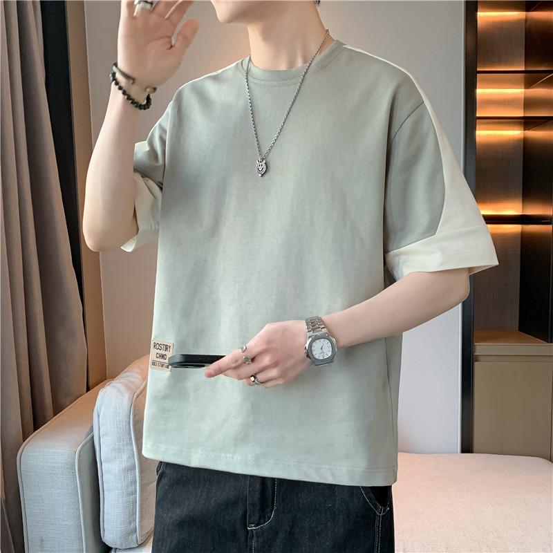 Men's Summer Short-sleeved T-shirt Round Neck Half-sleeved Bottoming Shirt Top Printed Large Size Men's Clothing