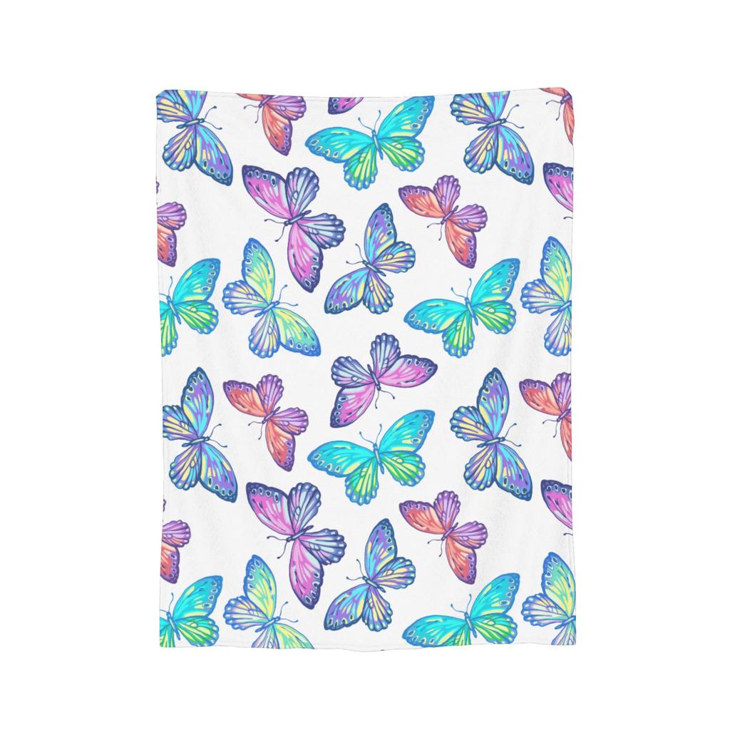 Colorful Butterfly Pattern Blankets Fleece  Winter  Breathable Warm Throw Blankets for Home Bedroom Bedding Throws