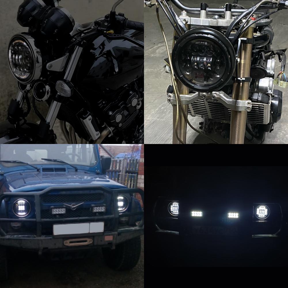 7 Inch Motorrad Scheinwerfer LED für Yamaha Harley Road King Jeep Wrangler Jk Led Scheinwerfer Cafe Racer Motorrad Zubehör