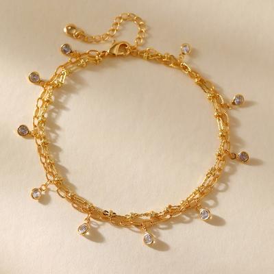K Gold Plated Inlaid Rhinestone Simple Luxury Ankle Chain For Women