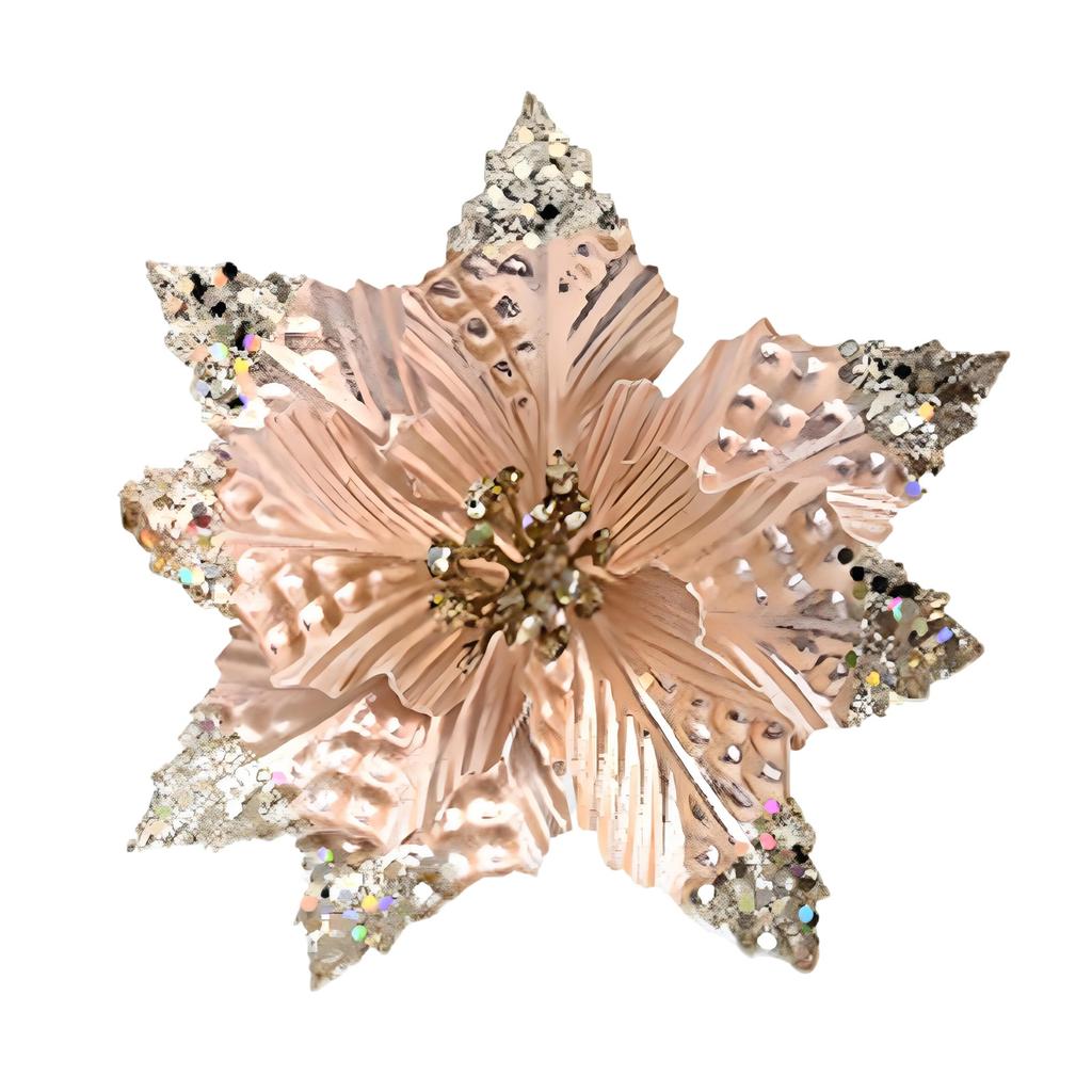 Artificial Christmas Flowers with Glitter for Tree Decoration and DIY Arrangements
