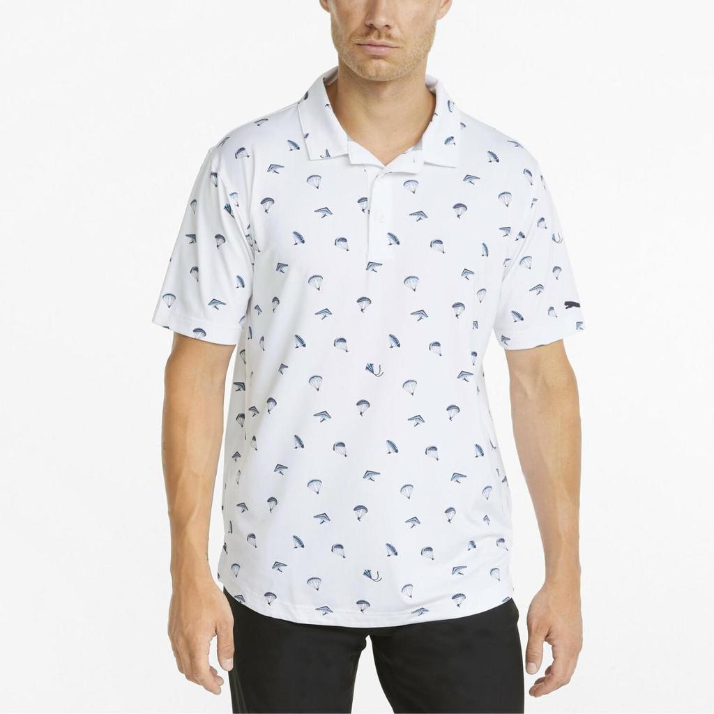 Puma Quick-Dry Pullover Casual Moisture-Wicking Short Sleeve Polo Shirt Men Polo Shirts White Angel-Blue 533790-01