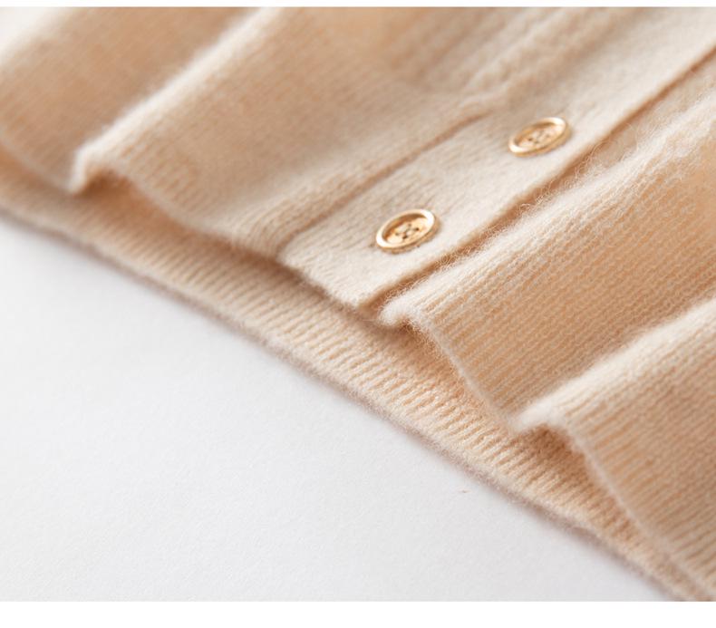 Women's 100% Pure Cashmere V-Neck Cardigan: Ribbed, Loose Knit Sweater Jacket, Slimming Base Layer Outerwear