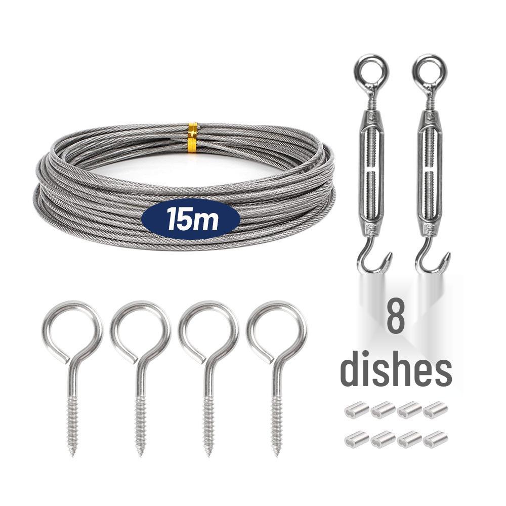 Stainless Steel Wire Rope Cable Fence Kit: Outdoor Hanging with Eye Bolt Tensioner and Clip