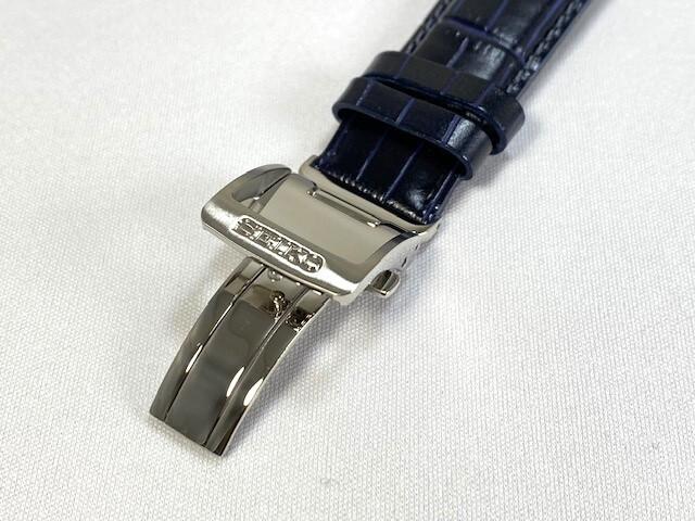 L0CA014J0 SEIKO Mechanical 20mm Genuine Leather Strap with Calfskin Dark for via Buckle, Embossed, Blue, SARG015/6R15-02V0 (Ships Nekoposu)