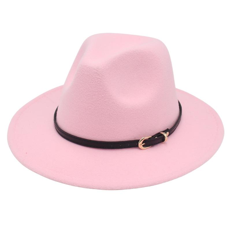 European And American Buckle Accessories Top Hat British Fashion Jazz Hat New Woolen Felt Hat Jazz Hat
