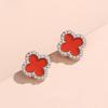 Agate Four-leaf Clover Stud Earrings for Women Simple Trendy Fashionable and Versatile