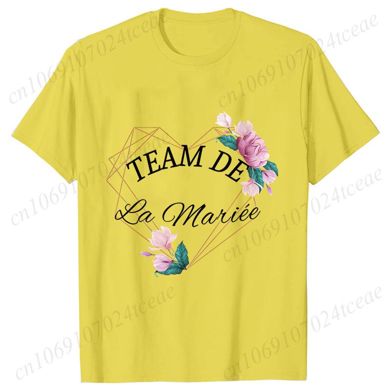 French Team Bride Squad T-shirt Flower Graphic Bridal Shower Wedding Tops Women Bachelorette EVJF Party Blouses Bridesmaid Tees