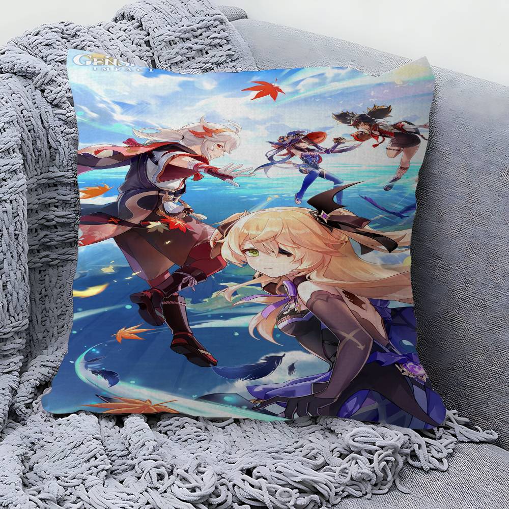 Genshin Impact Scroll Canvas Painting Pillow Anime Pillow Sofa Bed Head Pillow Cover Cushion Cover x cm Fashion