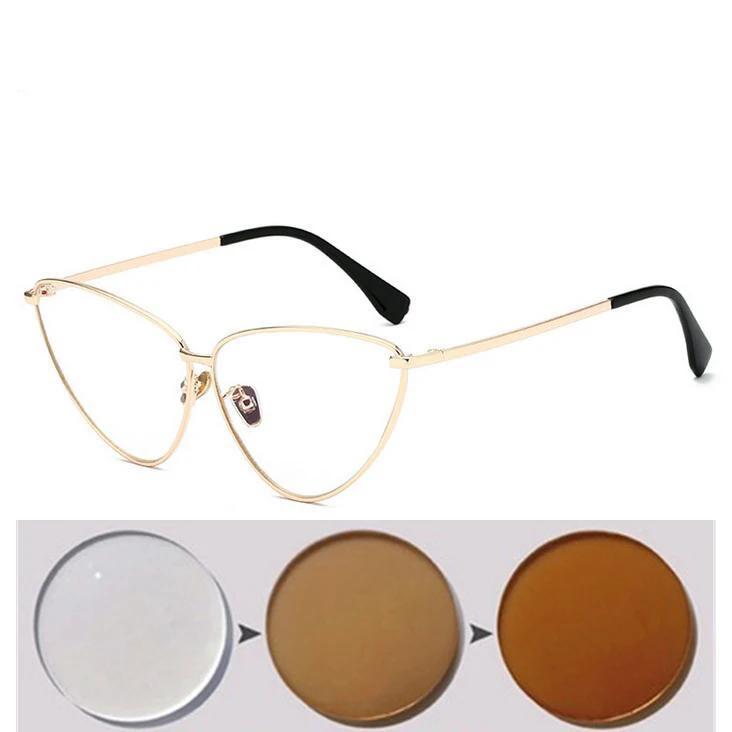 0 -0.5 -0.75 To -4.0 Vintage Myopia Lens Cat Eye Prescription Sunglasses Women Polarized Metal Steampunk Diopter Glasses Female