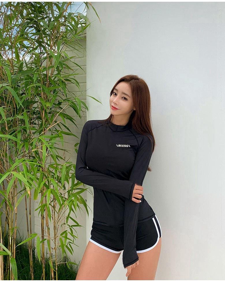 Sun protection quick-drying wetsuit split long-sleeved shorts snorkeling jellyfish suit couple swimsuit women s surf suit M