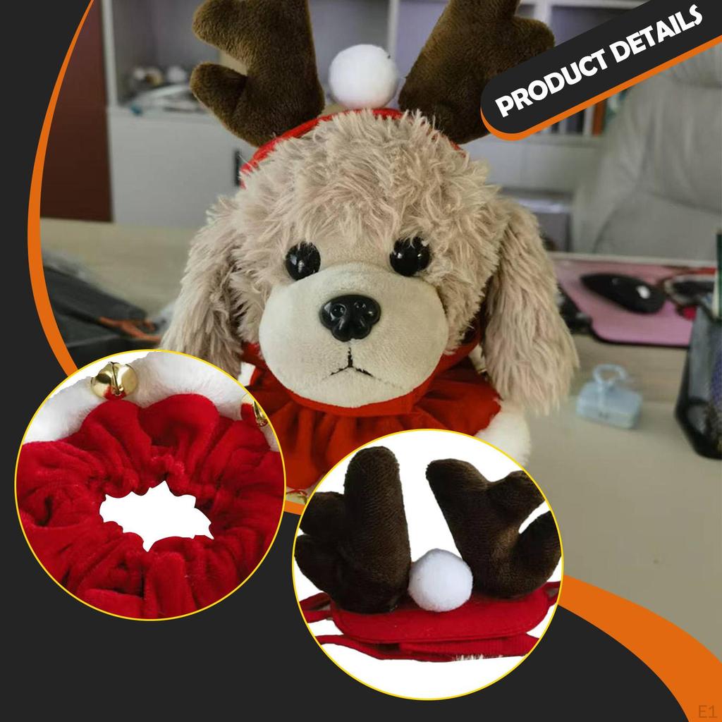 Pet Reindeer Headband and Neckwear, Costume Decorative Dress Up Holiday Neckwear Drool