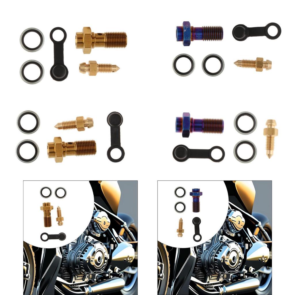 M10x1.0mm Banjo Bolt Bleeder Screw Washer Set Fuel Oil Pump Brake Adapter for Master Cylinder