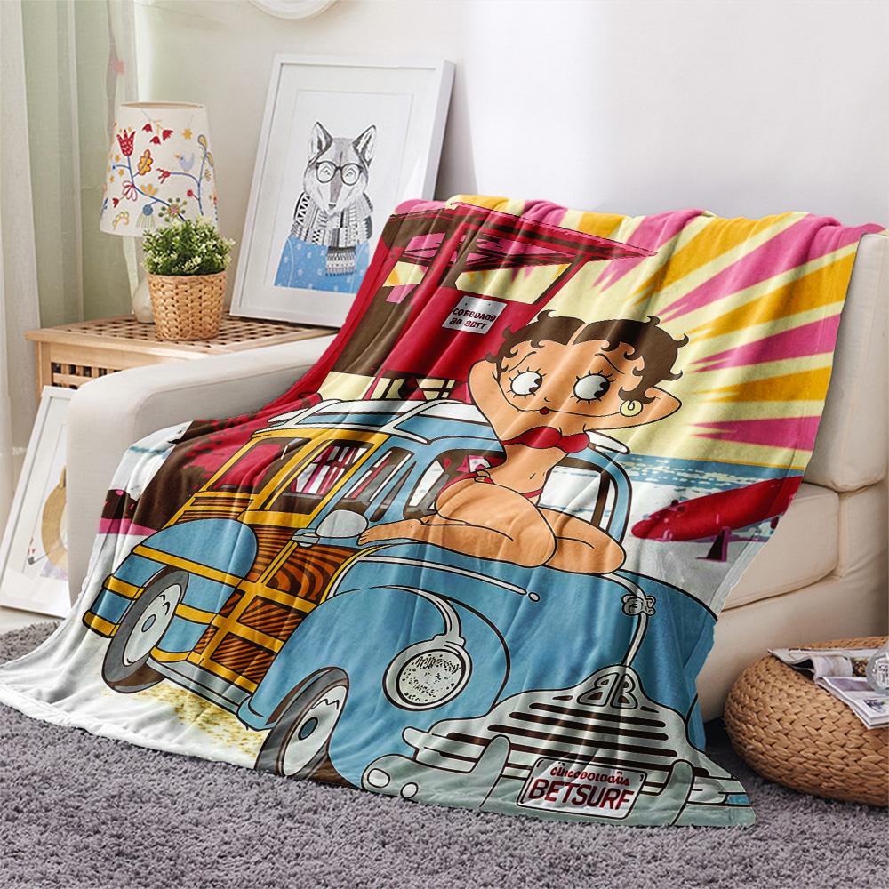 Betty Boop2 Flannel Blanket, High quality Comfortable for All Seasons, Home Decor, Warmth and Comfort