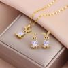 New Fashion Gold Plated Necklaces Earrings Sets For Women Female Trendy Party Jewelry Girls Daily Wear Neck Chain Earrings