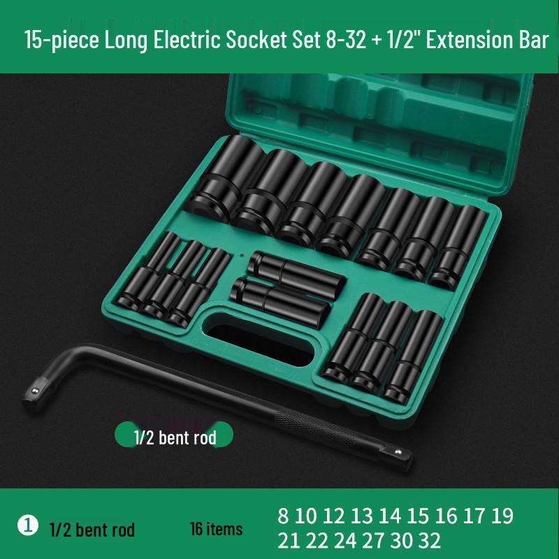Extended Electric Hex Socket Hand Drill and Impact Wrench Tool Set