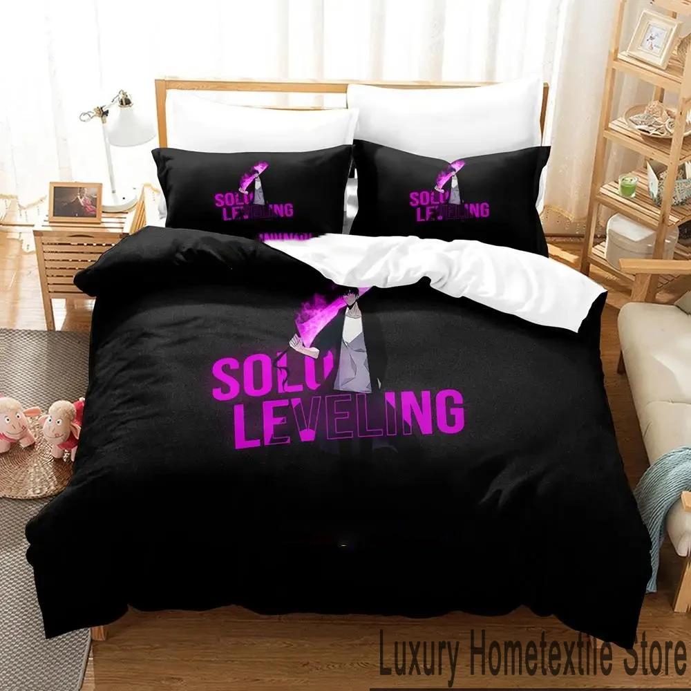 3D Print Anime Solo Leveling Bedding Set Duvet Cover Bed Set Quilt Cover Pillowcase Comforter King Queen Size Boys Adult Bedding
