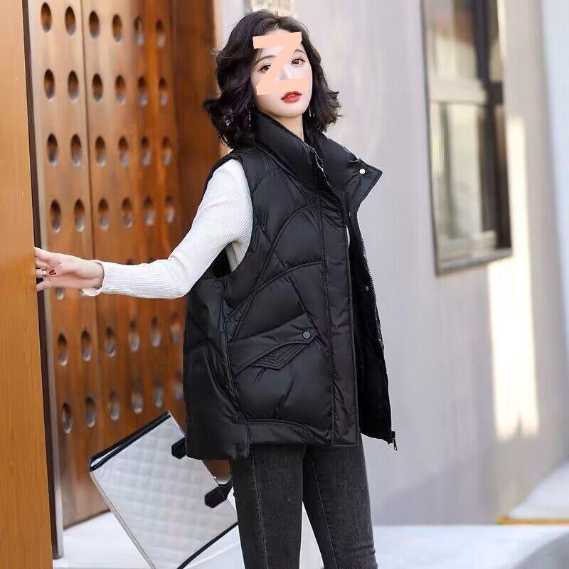 

Women s Korean Style White Duck Down Vest - Autumn/Winter 2025, Short, Loose, Thickened, Versatile Sleeveless Outerwear M for less than 78-99 kg чёрный