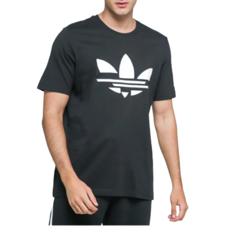 adidas T-shirt à Manches Courtes Respirant à Grand Logo Trèfle Classique Originals Homme Hauts Noir H35647