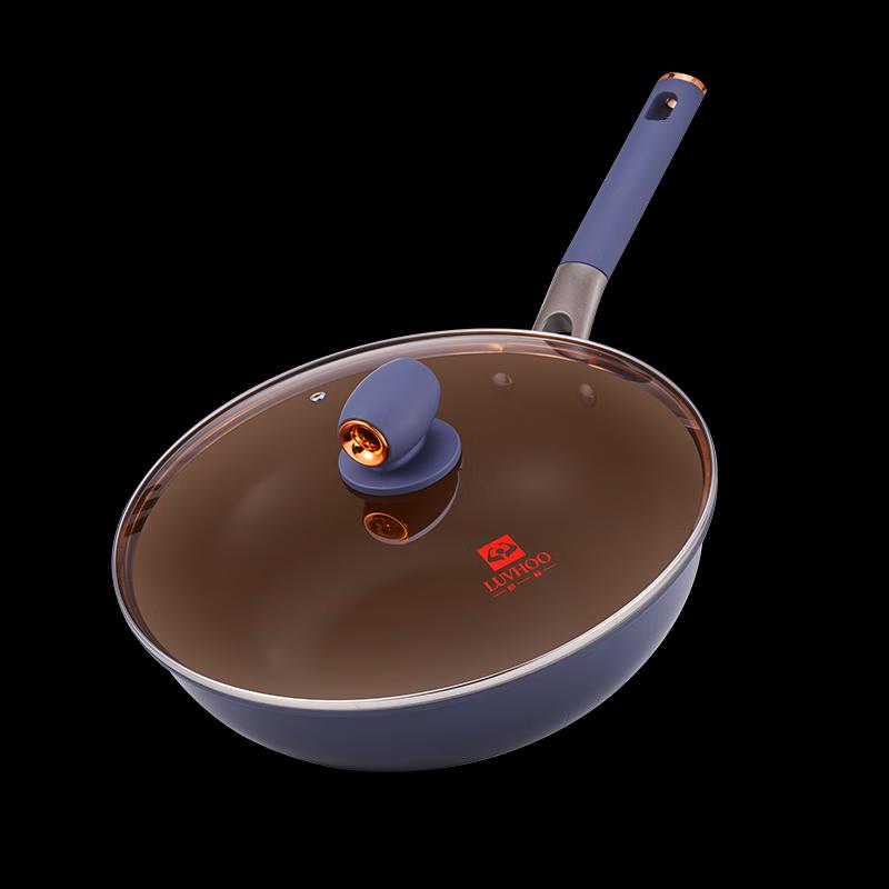 Langhe 32cm Ceramic Non-Stick Wok with Visible Lid