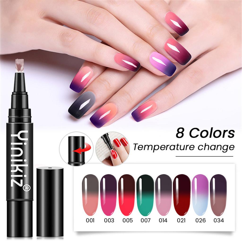 Nail Polish Pen Gel Polish Gradient Effect Temperature Sensitive Nail Art Tool Easy Application Precise Brush Tip Portable Design