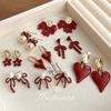 Ankola Red Autumn and Winter Hot-selling Style Paint Burgundy Literary Earrings Stud Earrings