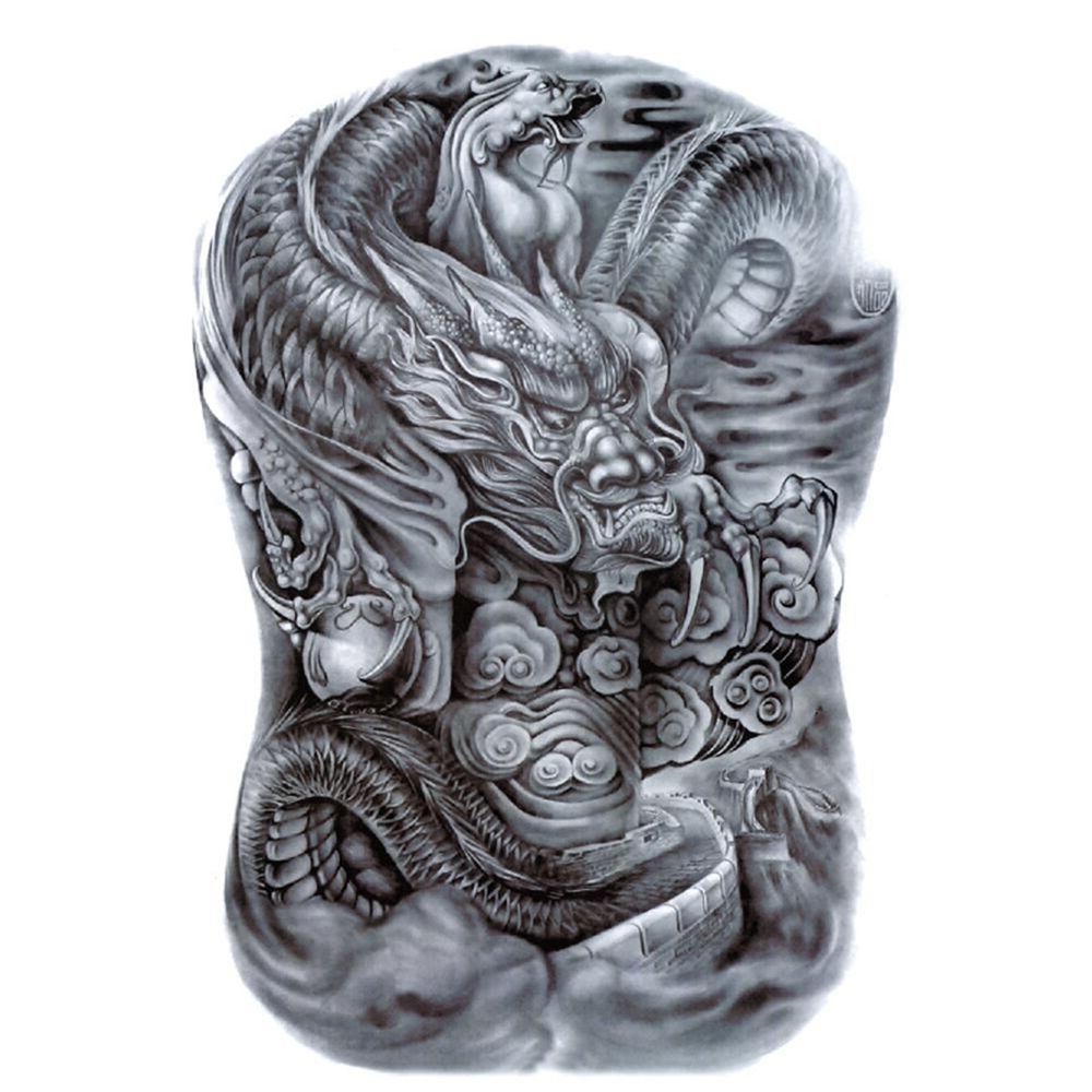 Fish Wolf Water Transfer TemporaryTattoo Waterproof Decal Tattoo Sticker Full Back Tattoo Stickers