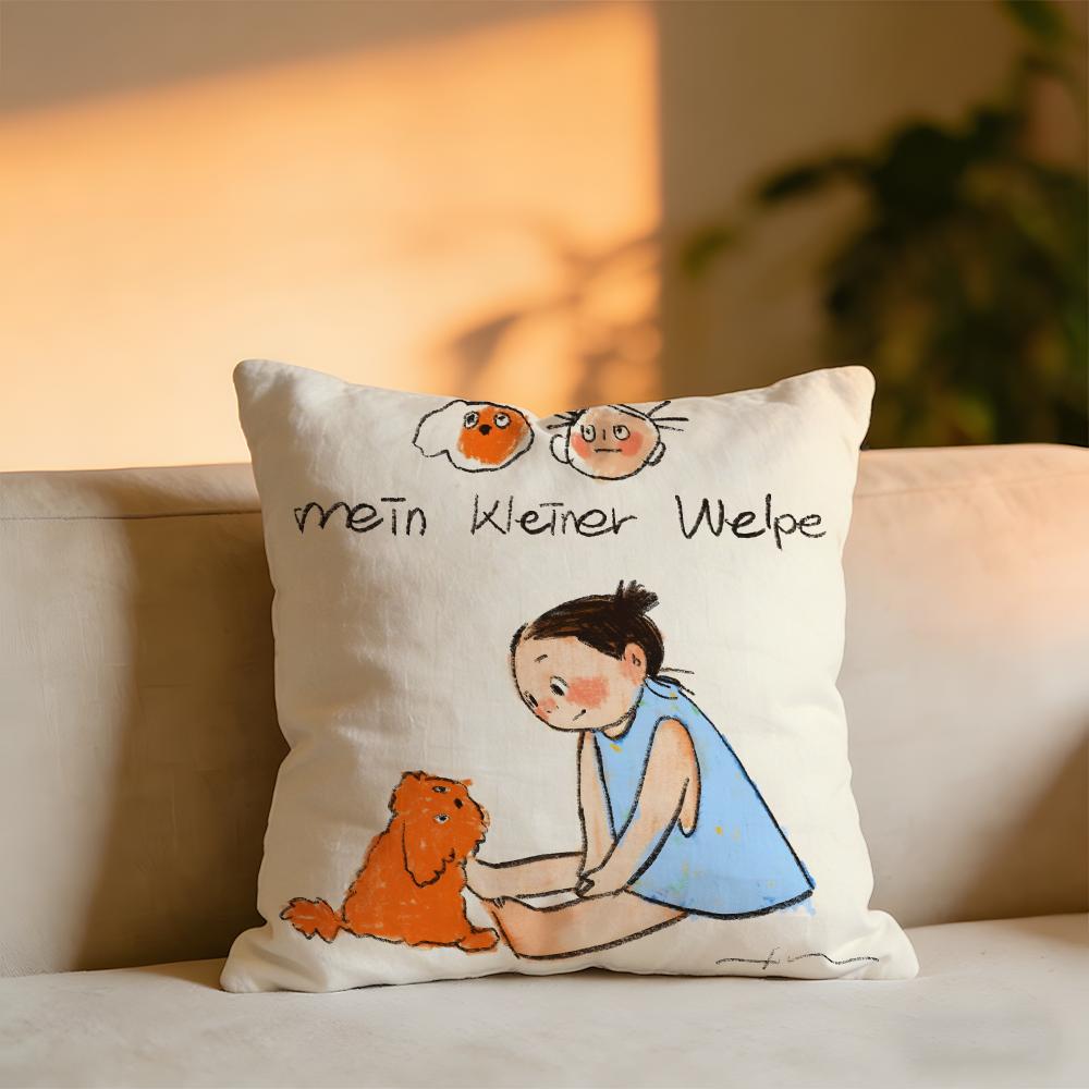 

Illustrations Of Everyday Life Cushion Cover Cozy Velvet Throw PillowSoft Warm Cushion For Sofa Bed 30x30 cm