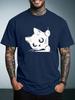 Unisex Summer Casual Short Sleeve T Shirt Cute Peeking Black Cat Cartoon Graphic Oversized Loose Daily Street Fashion Tees Tops