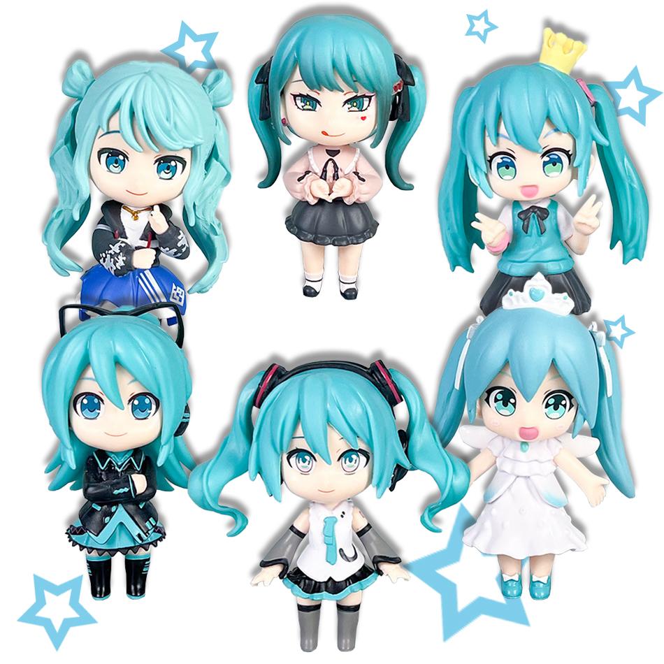 11cm Anime New Hatsune Miku Figure Mini Character Ornaments Kawai Green Hatsune Home Desk Decoration Adult Toy Kid Birthday Gift